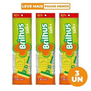 Imagem de Kit Refil para Mop Sek+ Brilhus para Reposição Doméstica com 3 Unidades 6 X 7 X 27 cm B...