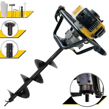 Imagem de Perfurador de Solo PSL517 Gasolina 51,7CC 1,8HP com Broca 80X20CM Amarelo Lynus