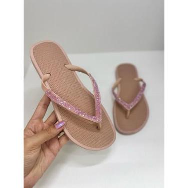 Imagem de Chinelo Rasteiras Feminino Strass Luxo - San Andres, Rose brilhante, 3