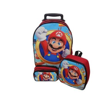Imagem de Kit mochila escolar carrinho Super Mário Bros