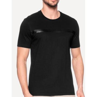 Imagem de Camiseta Calvin Klein Masculina Line Rubber Logo Preta, XL/GG