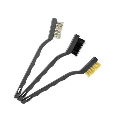 Imagem de Jogo 3 Mini Escova Limpeza Aço Latão Nylon Plastico Ferro  - Starfer
