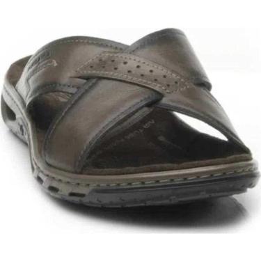 Imagem de Chinelo Em Couro Masculino Pegada Original Amortecedor Leve-Masculino