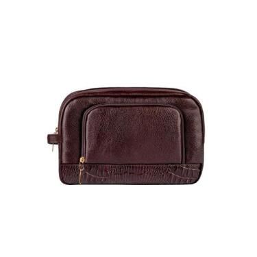 Imagem de Necessaire grande de couro com bolso frontal Manuela - - Andrea Vinci,