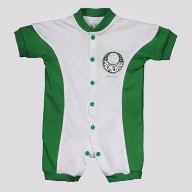 Imagem de Macacão Palmeiras Curto Colorido Infantil Branco e Verde - Torcida Bab