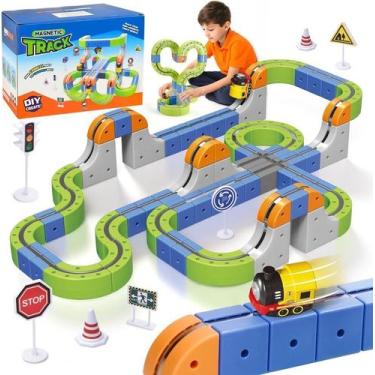 Imagem de Brinquedo Trem Magnético Infantil Com Blocos De Montar 72 Itens Tipo:T