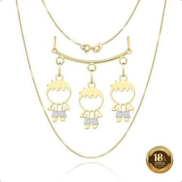 Imagem de Cordão 50cm Com Canga E Pingentes filhos Ouro 18k - Paulistana Joias, 