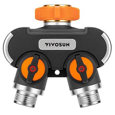 Imagem de Divisor de mangueira de jardim de 2 vias, conector de mangueira de água altamente durável, adaptador de torneira com aderência emborrachada confortável para irrigação por gotejamento, gramados
