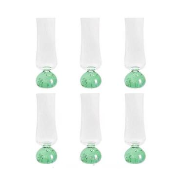 Imagem de Conjunto De 6 Taças De Champanhe Em Vidro Base Esfera Verde 240Ml BTC