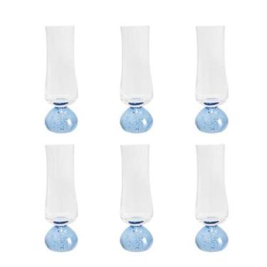 Imagem de Conjunto De 6 Taças De Champagne Em Vidro Base Esfera Azul 240Ml BTC