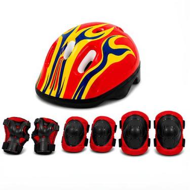 Imagem de Kit Proteção Recreação Infantil Capacete Joelheira Cotoveleira Criança