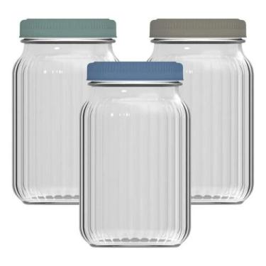 Imagem de Kit 3 Potes Com Tampa Porta Condimentos Temperos 1L Sortidos - Nadir F