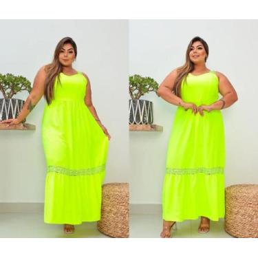 Imagem de Vestido longo verde liso plus size - Modas plus size, 48