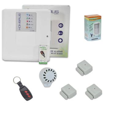 Imagem de Kit Alarme Central Wi-Fi D200 4 Sensores sem Fio Bivolt Android e Ios Hombrus