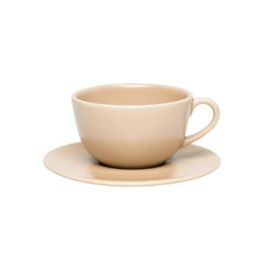 Imagem de Xícara para Chá com Pires Unni 200ML em Cerâmica com Efeito Acetinado para Micro-ondas e Lava-louças Merengue Oxford