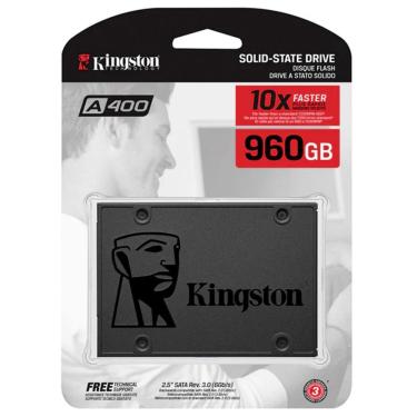Imagem de SSD Kingston A400 Leitura Até 500MB-s e Gravação Até 450MB-s Preto com Tecnologia NAND TLC 960GB