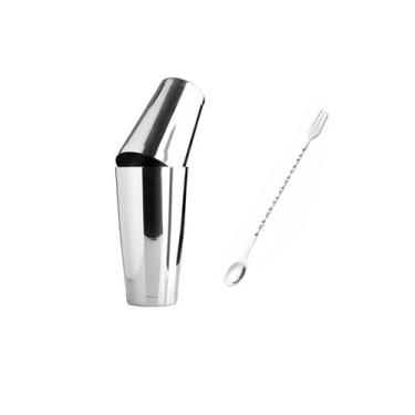Imagem de Coqueteleira Boston Duplo e Colher Bailarina Inox Drinks Bar - casa ch