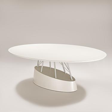 Imagem de Mesa de Jantar Pilar MJPIO 8 Lugares Oval MDF 220CM Amêndoa com Base em Aço Contemporânea Itamóveis