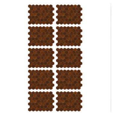 Imagem de Kit 10 Placas Adesivas Mosaico Bronze PVC Autoadesivas Para Parede Rev