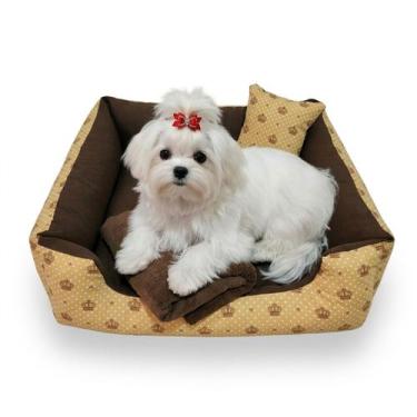 Imagem de Cama Pet Pequena 50x50cm para Cães/Gatos até 5kg + Manta AntiFrio - gv