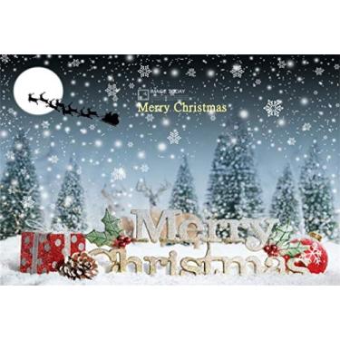 Imagem de Yeele Fundo de árvore de natal de 2,1 x 1,5 m Feliz Natal com floco de neve de pinheiro fundo para fotografia floresta véspera de natal noite lua hildren adulto cabine de família tiro vinil adereços