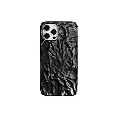 Imagem de Capa de telefone de folha de prata fosca de luxo 3D para iPhone 13 12 Mini 11 Pro XS Max XR X 7 8 Plus SE 2020 Glitter Soft Back Cover, Matte Black, for i7plus i8plus