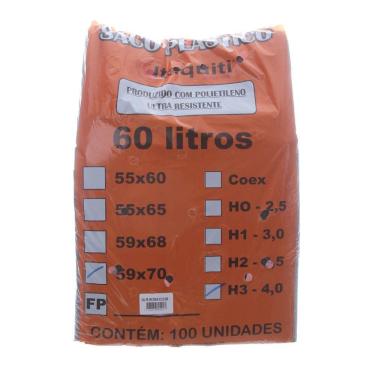 Imagem de Saco para Lixo com Capacidade de 60 Litros Preto com 100 Unidades Itaquiti