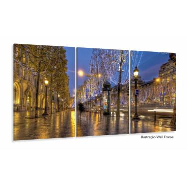 Imagem de Quadro Paris Paisagem Interiores Sala Em Tecido 3 Peças