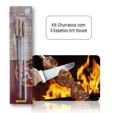 Imagem de Kit Espeto para churrasco 40cm c/ 3unid Art House