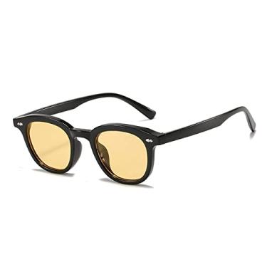 Imagem de Óculos de sol redondos fashion femininos vintage rebites decorativos cor geléia sombras uv400 masculinos óculos de sol leopardo, preto amarelo, como a imagem
