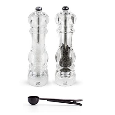 Imagem de Peugeot Conjunto de presente de moedor de sal e pimenta Nancy em centímetros, acrílico - com colher de tempero/clipe de saco de aço inoxidável (21 cm)
