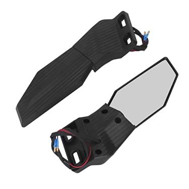 Imagem de Espelhos de motocicleta, 2 peças de espelho de vidro grande modificado espelho retrovisor de motocicleta espelho lateral ajustável com giro de LED, espelho retrovisor de asa de motocicleta para