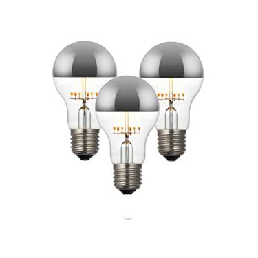 Imagem de 3X Lâmpada Filamento De Led Poptem A19 Espelhada 6W Bivolt Prata Decorativa