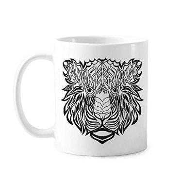 Imagem de Caneca de desenho de retrato de animal forte leão caneca cerâmica xícara de porcelana café louça