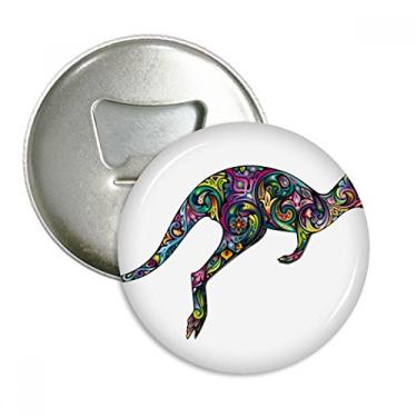 Imagem de Ilustração de desenho colorido de canguru da Austrália, abridor de garrafas, ímã de geladeira, emblema multifuncional