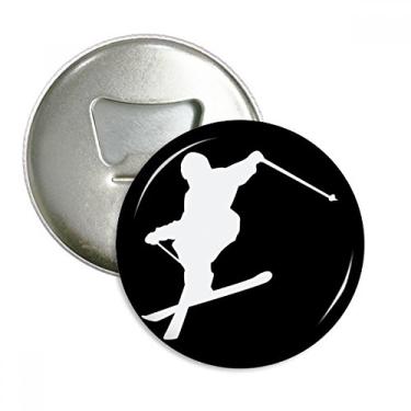 Imagem de Prancha de esqui esportiva preta abridor de garrafas ímã de geladeira emblema multifuncional