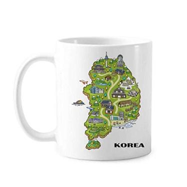 Imagem de Mapa mostrando marcos populares na Coreia Caneca Cerâmica Copo de Porcelana Café Louça