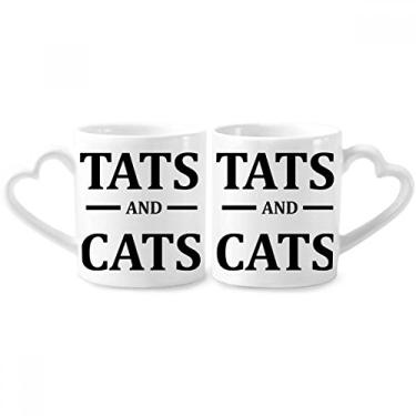 Imagem de Conjunto de canecas de porcelana para casais, com estampa de desenho animado, protetor de animais, coração