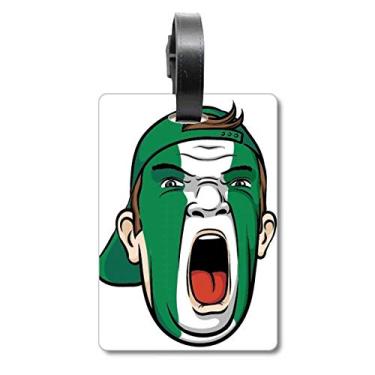 Imagem de Bandeira da Nigéria Máscara Facial Cabeça Gritando Bolsa Etiqueta Bagagem Cartão Suspenso Etiqueta do Scutcheon, multicolored
