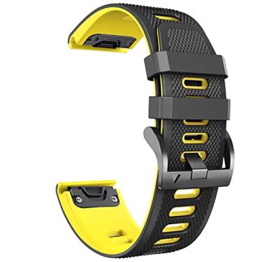 Imagem de DFAMIN Pulseira de relógio para Garmin Fenix 7 7X 6 7X 3HR 935 Enduro Pulseira de Silicone Fenix6 Fenix5 Relógio Easyfit Pulseira 22/26mm Correa (Cor: Amarelo, Tamanho: 22mm Fenix 7)