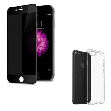 Imagem de Película De Vidro Privacidade 3D Anti Spy Tela Toda Para iPhone + Capa Capinha Case (iPhone 7/8 Preto)
