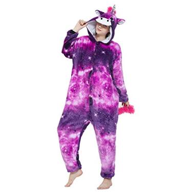 Imagem de CASABACO macacão de Natal adulto unicórnio pijama feminino Halloween (GG, roxo)