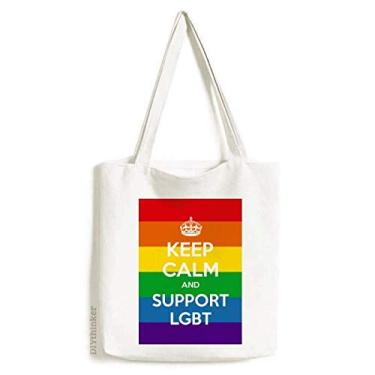 Imagem de Bolsa de lona LGBT com bandeira bissexual, arco-íris transgênero, bolsa de compras, bolsa casual