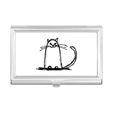 Imagem de Estojo para cartões de visita Curly Cat Smile Sit Line