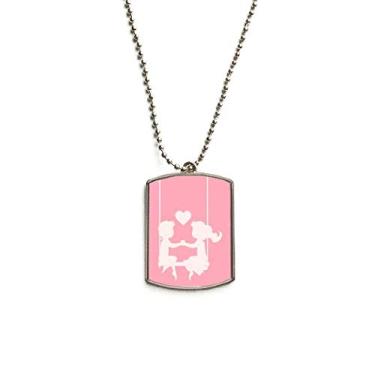 Imagem de Colar de aço inoxidável para animais de estimação com pingente de identificação para o Dia dos Namorados