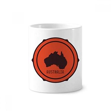 Imagem de Austrália Sabor Mapa Emblema Ilustração Escova de Dentes Suporte Caneca Cerâmica Suporte Lápis Copo