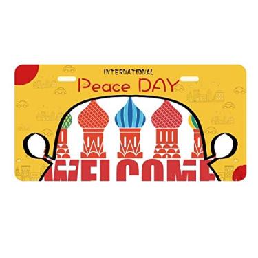 Imagem de DIYthinker Placa de carro Welcome to Russia Cathedral Buiding Decoração de carro Dia da Paz