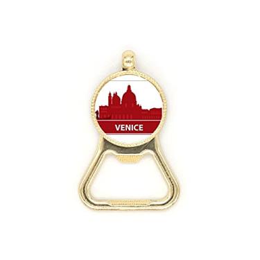 Imagem de Chaveiro de aço inoxidável com padrão de marco vermelho Venice Italy