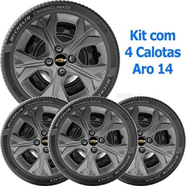 Imagem de 4x Calota GM Onix 12 a 21 Aro 14 Grafite com Emblema 378cb