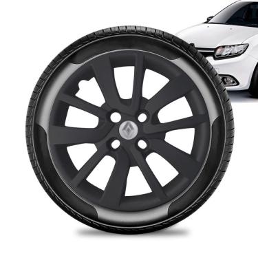 Imagem de Calota Renault Logan aro 14 2014 15 16 20 Preta Fosca Prata